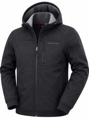 Glacier’s Edge Men’s Black Softshell Jacket Hooded Zip Outdoor Medium